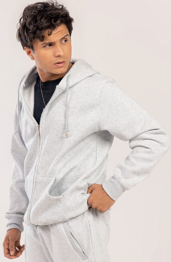mens heather gray zip up hoodie